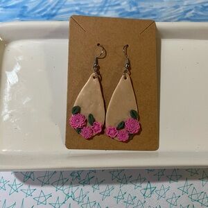 Pink Floral Drop Earrings